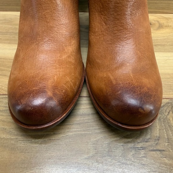 KORK EASE Wedge Chandra Booties Womens 8.5 M Cognac Leather Zip - Picture 4 of 11